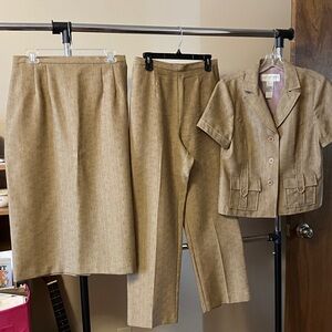 3 piece outfit. Top, pants, skirt.